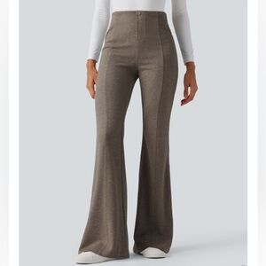 Nwt Ribbed Knit Crossover High Waisted Pocket Casual Flare Pants